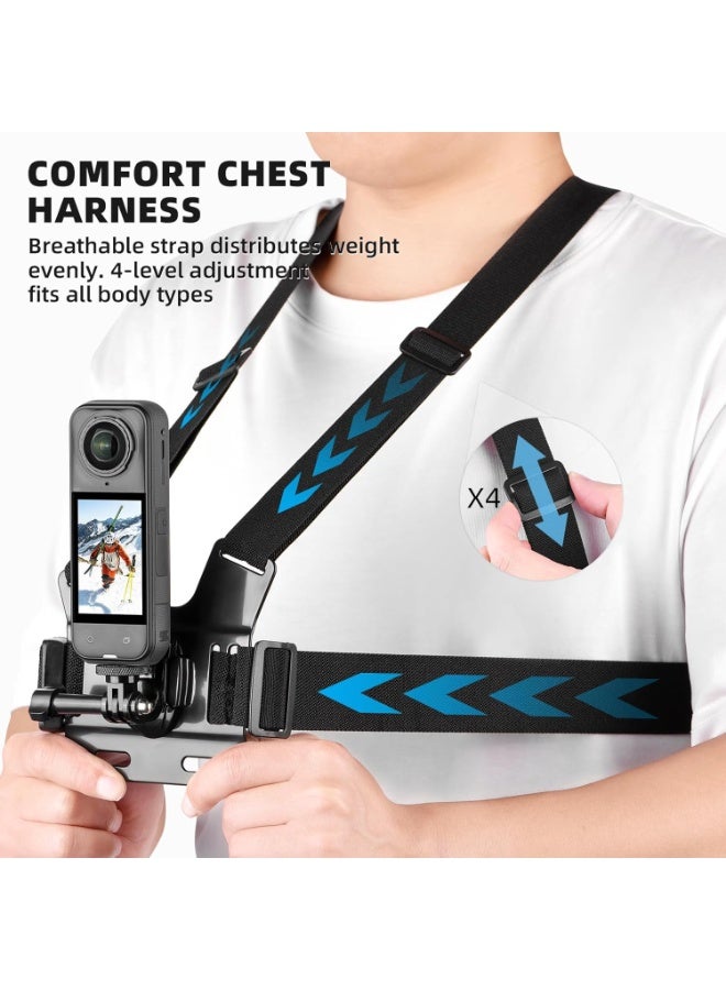 مجموعة ملحقات Insta 360 X5 X4، حزام الرأس لتركيب الصدر، حمالة الظهر، مثبت القلاب، حزام المعصم، محول دوار 360 درجة + إصدار سريع لـ Insta360 One X5 X4 X3 X2 X مجموعة ملحقات الكاميرا. - Image 4